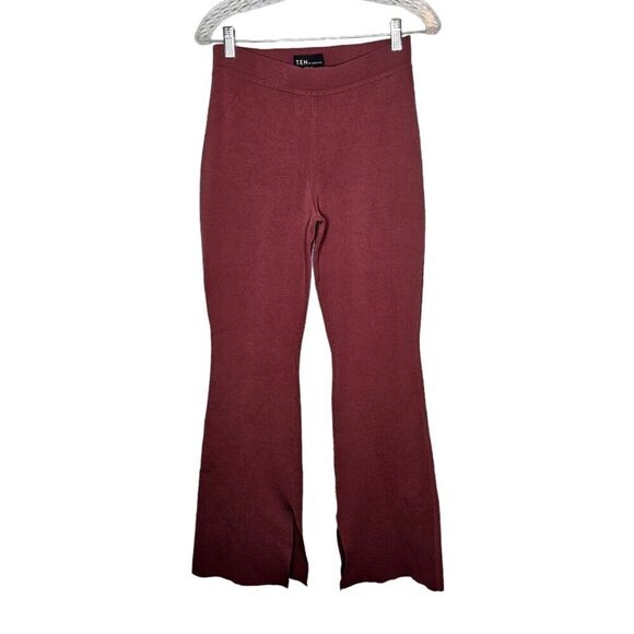 Ten by BABATON Paramount Pant Red High Rise Slit Flare Leg Ponte Knit Pull On M - Picture 1 of 9